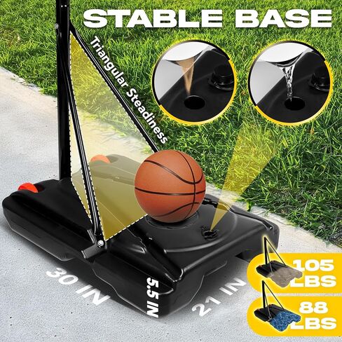 Yes4All Portable Basketball Hoop Outdoor, 3.8-10Ft Basketball Goal Adjustable for Youth/Teen/Adult Practicing Indoor & Outdoor in Saudi Arabia