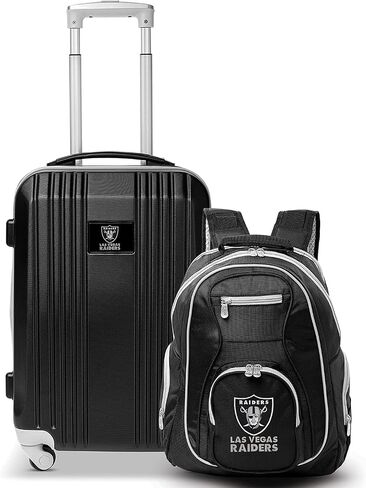 مجموعة أمتعة Denco Las Vegas Raiders المكونة من قطعتين، تتضمن حقيبة صلبة دوارة ذات لونين مقاس 21 بوصة وحقيبة ظهر للكمبيوتر المحمول مقاس 19 بوصة in Saudi Arabia