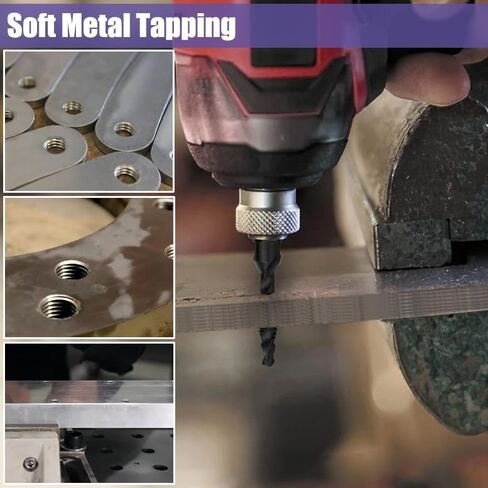 ياكاموز 6 قطع SAE رؤوس مثقاب الصنبور (6-32NC إلى 1/4-20NC)، تغيير سريع 1/4 بوصة مجموعة مثقاب سداسية ومجموعة لقم الصنبور أداة خيط لولبية للخشب المعدني والبلاستيك in Kuwait