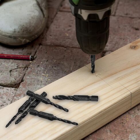 ياكاموز 6 قطع SAE رؤوس مثقاب الصنبور (6-32NC إلى 1/4-20NC)، تغيير سريع 1/4 بوصة مجموعة مثقاب سداسية ومجموعة لقم الصنبور أداة خيط لولبية للخشب المعدني والبلاستيك in Kuwait