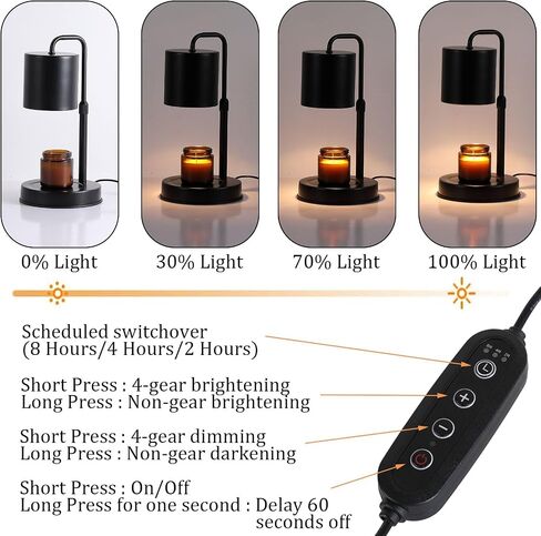 Candle Warmer Lamp with Timer, Dimmable Electric Candle Lamp Warmer for Jar Candles, Wax Melt Warmer Lamp for Scented Wax with 2 Bulbs, Candle Warming Lamp for Bedroom, Home Decor, Gifts in Saudi Arabia