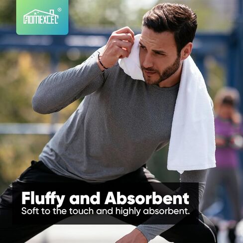 HOMEXCEL White Gym Towels 6 Pack, Highly Absorbent Microfiber Sweat Towel, Multipurpose Sport & Workout Towels for Gym, Exercise, Fitness, Camping, Super Soft Spa Towels Hotel Towels, 15 x 25 inches in Saudi Arabia