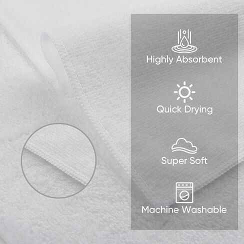 HOMEXCEL White Gym Towels 6 Pack, Highly Absorbent Microfiber Sweat Towel, Multipurpose Sport & Workout Towels for Gym, Exercise, Fitness, Camping, Super Soft Spa Towels Hotel Towels, 15 x 25 inches in Saudi Arabia