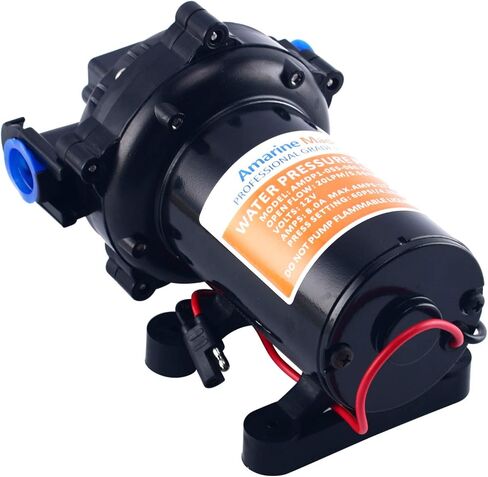 Amarine Made 12v مضخة غشاء ضغط الماء 20 لتر/دقيقة 5.5 جالون في الدقيقة 60 رطل لكل بوصة مربعة - قافلة/مركبة متنقلة/قارب/بحرية in Saudi Arabia
