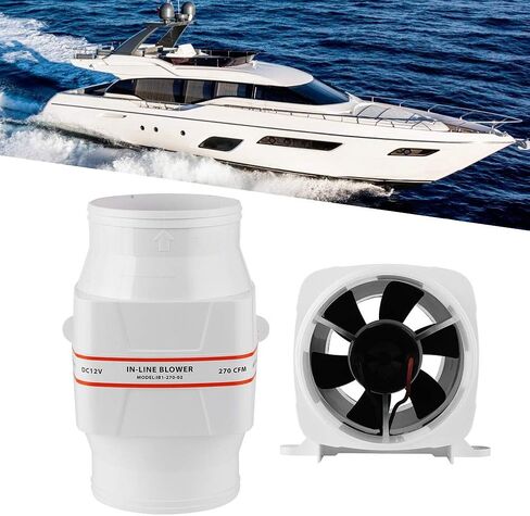12V Blower - Marine Bilge Air Blower, 4'' In-Line Air Blower 12V/24V Mute Strong Ventilation Fan for Yacht Boat RV (12V) in Saudi Arabia