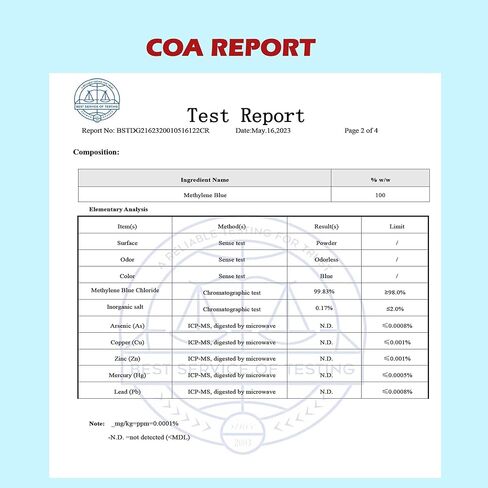 مسحوق الميثيلين الأزرق 20 جرامًا (درجة USP 99.8+%) - قم بإعداد محلول 2 لتر 1% [عبوة قيمة] (العلامة التجارية DR.OLFACTICS) in Kuwait