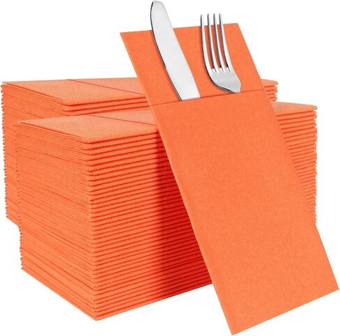IYLLLWLY Terracotta Paper Napkins Disposable, Dinner Napkins with Built-in Flatware Pocket, Prefolded for Knives and forks Linen-Feel Hand Napkins for Parties, Weddings, Events, 100 Pack in Saudi Arabia