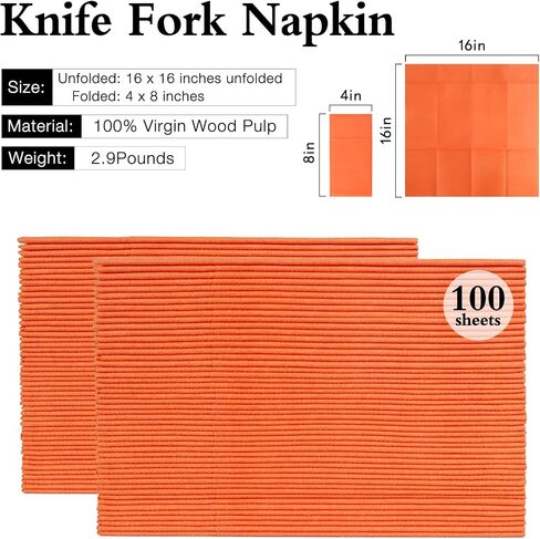 IYLLLWLY Terracotta Paper Napkins Disposable, Dinner Napkins with Built-in Flatware Pocket, Prefolded for Knives and forks Linen-Feel Hand Napkins for Parties, Weddings, Events, 100 Pack in Saudi Arabia