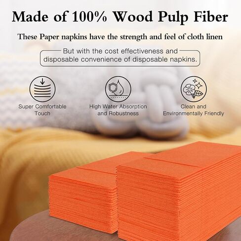 IYLLLWLY Terracotta Paper Napkins Disposable, Dinner Napkins with Built-in Flatware Pocket, Prefolded for Knives and forks Linen-Feel Hand Napkins for Parties, Weddings, Events, 100 Pack in Saudi Arabia
