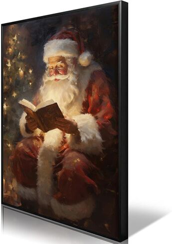 Wodkodnxy Vintage Christmas Canvas Wall Art, Santa Claus Reading Booking Pictures for Wall Decor, Merry Christmas Poster Hobby Lobby Santa Picture, Xmas Wall Decorations Gifts 16x24in Unframed in Saudi Arabia