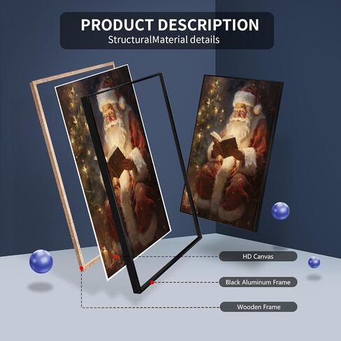 Wodkodnxy Vintage Christmas Canvas Wall Art, Santa Claus Reading Booking Pictures for Wall Decor, Merry Christmas Poster Hobby Lobby Santa Picture, Xmas Wall Decorations Gifts 16x24in Unframed in Saudi Arabia