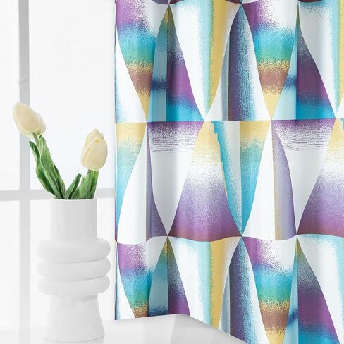 VOGOL Colorful Geometric Printed Blackout Curtains for Bedroom, Thick Soft Thermal Insulated Room Darkening Drapes, Grommet Noise Reducing Kitchen Curtain, 2 Panels, 52 x 84 in Kuwait