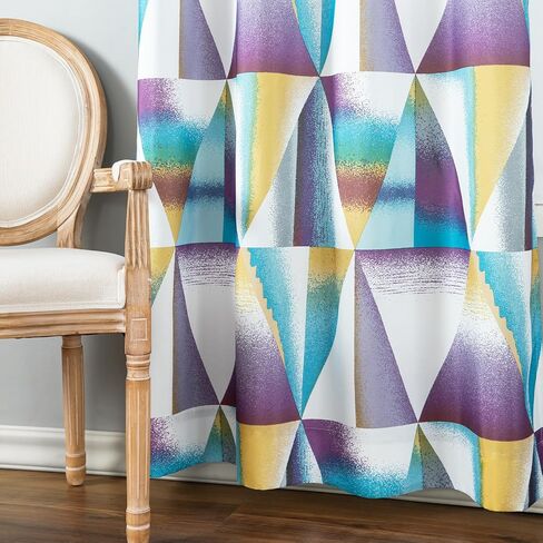 VOGOL Colorful Geometric Printed Blackout Curtains for Bedroom, Thick Soft Thermal Insulated Room Darkening Drapes, Grommet Noise Reducing Kitchen Curtain, 2 Panels, 52 x 84 in Kuwait