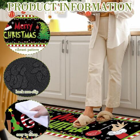3 Pcs Christmas Nutcracker Kitchen Mat Washable Kitchen Rug Non Slip Doormat Waterproof Kitchen Rugs and Mats Farmhouse Holiday Kitchen Decor for Home Floor Office Bathroom Party Rustic Decor in Saudi Arabia