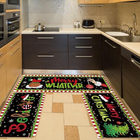 3 Pcs Christmas Nutcracker Kitchen Mat Washable Kitchen Rug Non Slip Doormat Waterproof Kitchen Rugs and Mats Farmhouse Holiday Kitchen Decor for Home Floor Office Bathroom Party Rustic Decor in Saudi Arabia