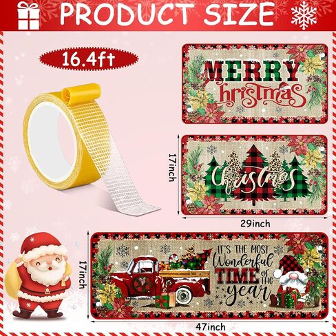 3 Pcs Christmas Nutcracker Kitchen Mat Washable Kitchen Rug Non Slip Doormat Waterproof Kitchen Rugs and Mats Farmhouse Holiday Kitchen Decor for Home Floor Office Bathroom Party Rustic Decor in Saudi Arabia