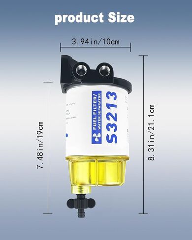 S3213 Fuel Water Separator Filter Assembly, Marine Fuel Filter Compatible with Yamaha Mercury Racor Sierra Suzuki Outboard, Replaces# S3213, 18-17928, 35-809097, 35-60494-1, 18-7932-1 in Saudi Arabia