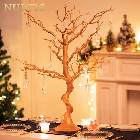 Nuptio شجرة عيد الفصح الاصطناعية السوداء - 22.8in طويل القامة زخرفة عيد الميلاد عرض أشجار مانزانيتا وهمية الزخرفية فروع غصين فو داخلي لطاولة الزفاف المركزية عيد الهالوين ديكور حفلة عيد ميلاد in Kuwait