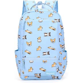 Cute Corgi Dog Backpacks for Girls Boys School Backpack School Bags for Women Men Teens (BLACK)