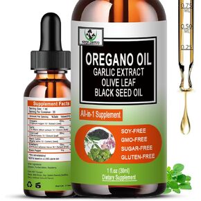Organics Oregano Oil Liquid Drops,Oil Of Oregano 6000mg with Black Seed Oil Garlic Extract Olive Leaf Elderberry for Immune,Digestive Support & Antioxidant,Seasonal Support Supplement for Women Men