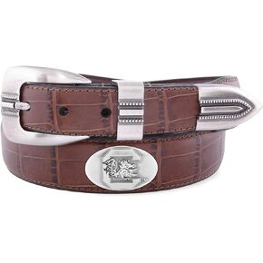 NCAA South Carolina Fighting Gamecocks Crocodile Tip Leather Concho Belt
