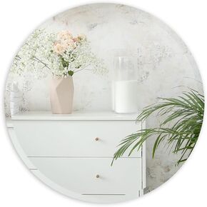 Round Wall Mirror for Bathroom Bedroom, 46 cm Frameless Wall Mirror for Home Decor