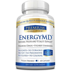 EnergyMD - Vitamin B Blend, Adaptogenic Complex, Piperine - All Natural, Fast Absorption Energy Booster - 60 Capsules - Non-GMO, Vegan, Made in USA