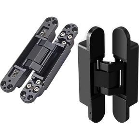 Hidden Door Hinge, Invisible Hinges, Invisible Door Silent Door Hinge,Heavy Duty Invisible Hinges, 180 Degree Swing Hinge,3 Way Adjustable & Heavt Duty Hinges,6 x 2.5 x 1 Inch (2 Hinges, Black)