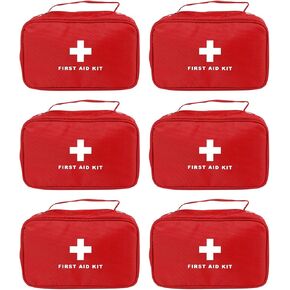 AOUTACC 6pcs First Aid Bag Empty, Waterproof Durable First Aid Kit Bag Empty with Zippered,First Responder Storage Medicine Emergency Bag for Home Office Kitchen Outdoor Travel Camping Activities-Red