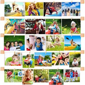 Photo Display Picture Frame Collage by Multi Photo Display with 30 Clips, Wood Photo Frame Hanging for Wall Decor 25.5×29.5 inch
