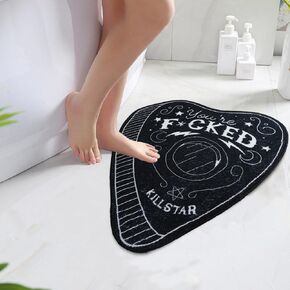 Skull Bath Mat - Goth Bath Mat,Gothic Bathroom Decor - Soft Halloween Bath Mat,Water Absorbent Bathmat,Goth Bath Mat for Shower,Entryway,Front Door,Spooky Skeleton Rug,Black Coffin