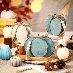 3 Pcs Fall Pumpkin Decor Thanksgiving Wooden Signs 3D Pumpkin Tabletop Signs Fall Tiered Tray Decorations Pumpkin Table Block Centerpieces for Fall Home Kitchen Harvest(Vintage Colors)