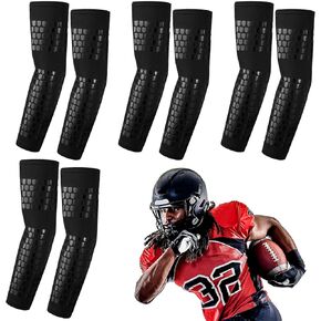4 Pair Ultra-Stick Football Full Arm Sleeves Compression Forearm and Elbow Protection Sleeve for Youth Adult Gift