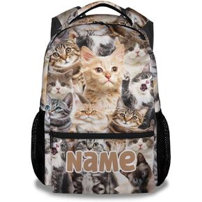 Girls, Boys Cat Backpack - 16 Inches Cartoon Backpacks for School - Green Durable Bookbag for Middle School