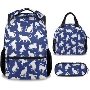Girls, Boys Cat Backpack - 16 Inches Cartoon Backpacks for School - Green Durable Bookbag for Middle School