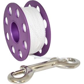 Scuba Choice Aluminum Finger Spool 75ft Dive Reel w/Bolt Snap-Purple/White, one Size (SCDR-100-PRWT)