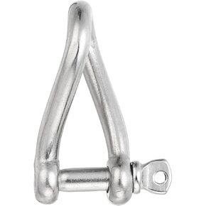 PATIKIL 316 Stainless Steel Twist Shackle 1/4" 6mm, 386 Lbs Load Screw Pin Shackles for Traction Steel Wire Ropes Marine Handling Accessories