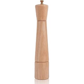 Salt and Pepper Mill Set with Tray, Adjustable Ceramic Grinder Salt Mill, Stainless Steel Grinder Pepper Mill, Rubber Wood, 32 cm / 12 inch Height, Bottom Dia 6 cm (Tray is Included）