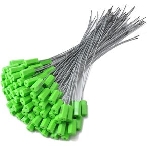 Security Marking Cable Seals Tamper Proof Steel Wire Seal Numbered Shipping Seals Disposable Pull Tight Self-Locking Cable Seal Truck, Trailers, Cargo, Containers Seal Ties Straps (Green, 20pcs)