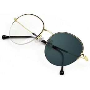 VisionGlobal Bifocal Reading Glasses Blue Light Blocking for Men and Women - Stylish Retro Round Computer Readers