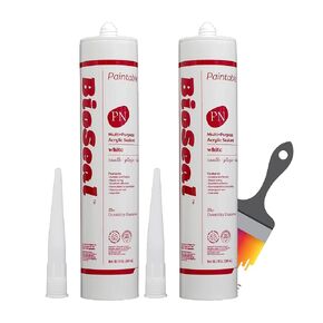 Paintable White BioSeal Acrylic Latex Silicone Caulk -PAINTABLE- Silicone Caulk 10.1oz Tube (Pack of 2)