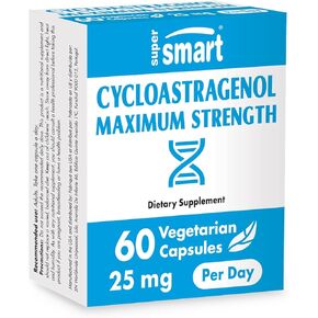 سوبرسمارت - سيكلواستراجينول 20 ملجم يوميًا (نقاوة 98%) - مكمل الحمض النووي والتيلوميرات - غشاء استراغالوس | غير معدل وراثيًا وخالي من الغلوتين - 30 كبسولة نباتية in Kuwait