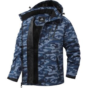 Men's Mountain Winter Coat Warm Fleece Ski Snow Jacket Waterproof Raincoat with Hood