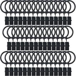 BOOMIBOO 36 Pack Curtain Rings with Clips, Drapery Clips with Rings, Hangers Drapes Rings, Drapery Rings 1.26 inch, Fits up to 1 inch Diameter Curtain Rod, for Hanging Drapes Bows Hat and So On