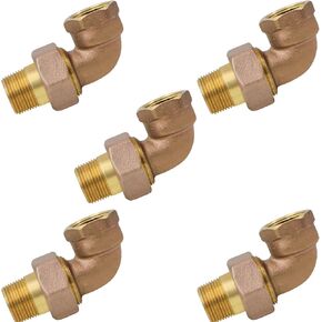 Midline Valve 6I456-5 Elbow Pipe Fitting for Hydronic Heating Applications 3/4 in. FIP x Male Union Brass (5 Pack)