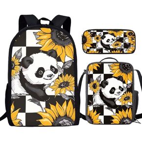 3PCS Soccer Football Water Fire Printing Book Bag Set for Kids, 17 Inch Travel Backpack Rucksack Insulated Lunch Bags Pencil Case for Women
