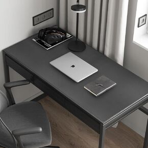 Dark Gray Plastic Table Protector Cover Pad, 1.5mm Thick Waterproof Leather-Look PVC Desk Mat, Anti Scratch Oil Resistant Table Top Area Mat for Dining Table, Office (24x48 inch)