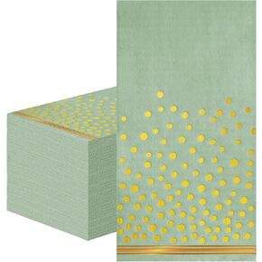 100 Pcs Blue Paper Napkins Disposable - Blue Gold Dot Party Napkins Navy Blue Dinner Napkins for Wedding Anniversary Birthday Bathroom Party Supplies
