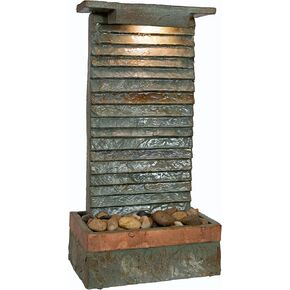 نافورة مياه توضع على الطاولة من Sunnydaze Slate Ridge مع مضخة ضوئية وكهربائية - للاستخدام الداخلي أو الخارجي - ارتفاع 19.5 سم in Kuwait