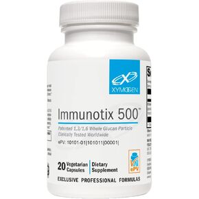 XYMOGEN ImmunotiX 500 - Supports Healthy Immune Function - Patented 1,3/1,6 Whole Glucan Particle Clinically Tested Worldwide - Beta-Glucan Derived from Saccharomyces cerevisiae (60 Capsules)